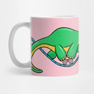 Dinosaur Tightrope on Bike Cartoon Mug